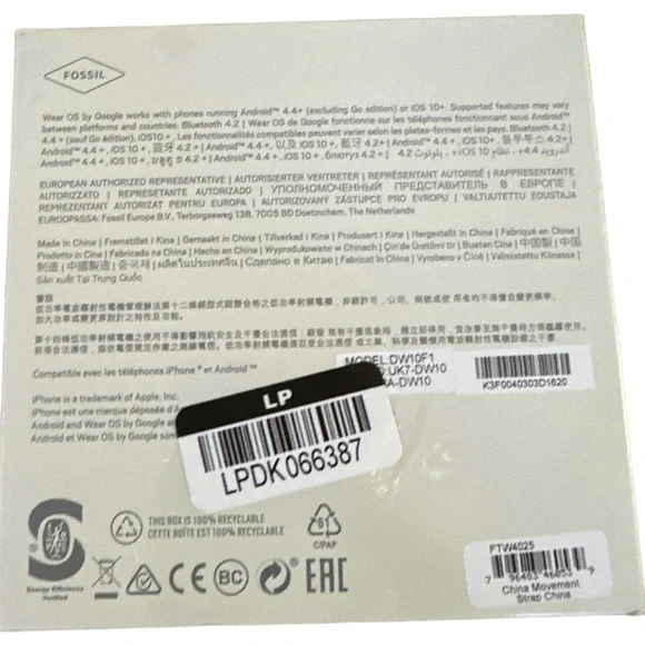 NIB Fossil Gen 5 4mm Black Silicone Black Smartwatch - FTW4025